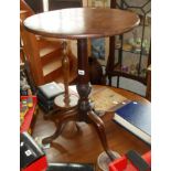 Georgian mahogany tilt-top tripod table, and later oak wine table