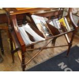 Mahogany Library book table having shelf above books rack standing on turned legs with turned