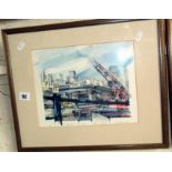 Pip CARPENTER (XX) coloured print 2/5, "High over the Thames - Yellow Cranes", signed in pencil,