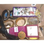 Assorted costume jewellery, earrings, bangles etc in box