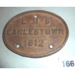 1912 LMS Railway wagon plate