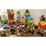 Collection of nine Murano clowns (one with detached foot!)