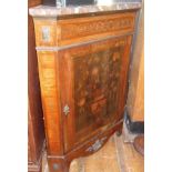 19th c walnut corner cabinet with marquetry panel door with ormolu mounts and sienna marble top