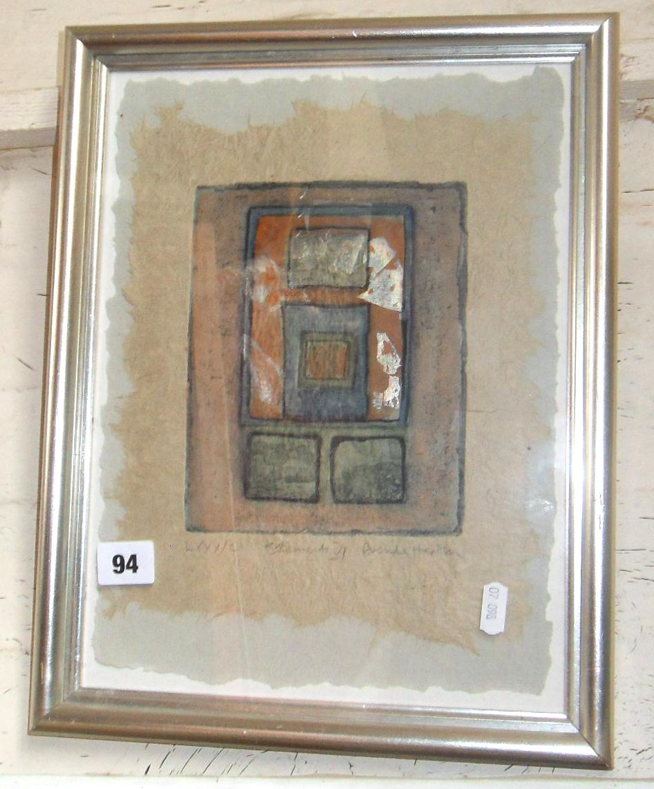 Brenda Harthill (1900-2000) colour print (53/100) on handmade paper titled "Elements VI" signed