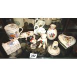 Crested china:- large collection including Arcadian black cat & double bass, Willow Art teddy