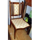 Edwardian inlaid mahogany Nursing chair on sabre legs