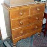 Victorian pine chest of drawers (two over two) on turned feet