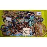 Quantity of costume jewellery including a millefiori glass necklace