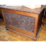 Edwardian carved oak coffer