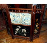 Three-fold firescreen with painted panels & turned gallery