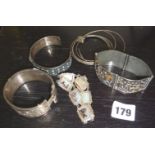 Silver & white metal bangles and bracelets