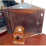 Small corner cupboard, and a wooden cased variable switch