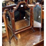 Queen Anne-style mahogany three-fold dressing table mirror