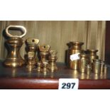 Two sets of brass weights - ounces & grams