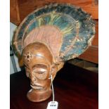 Tribal Art:- Chokwe Male Mask, Democratic Republic of Congo, elaborate Chihango face mask, wood with