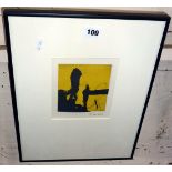 Colour abstract etching by Turnbull, signed & dated