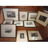 Ten assorted framed steel engravings