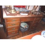 Late 19th c. mahogany nine-drawer kneehole desk