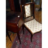 Edwardian mahogany bedside cupboard on square tapering legs, and an Edwardian inlaid mahogany