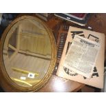 Victorian gilt-framed oval wall mirror and an "Autobridge" playing board etc