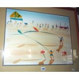 Val FRICKER (XX) watercolour painting of a beach scene "The Arrival of No. 17", signed & dated 1990