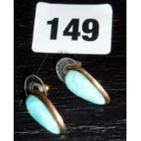 Pair of 14K gold & pectolite earrings