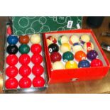 Set of snooker balls, and a set of pool balls