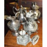 Silver plated teapots, water pots etc