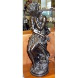 Large bronzed resin figure of an Art Nouveau lady after Morceau, 25.5" tall