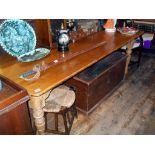 Victorian pine Farmhouse kitchen table on turned legs, 72" x 30"