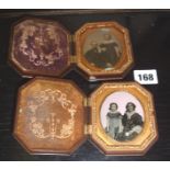 Pair of Victorian tintype photographs in ornate cases