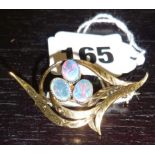 Silver gilt brooch inset with three opals