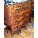 Georgian flame mahogany chest of drawers on bracket feet