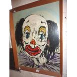 1960s oil portrait on board of a clown, probably painted 'in-house' by a Circus scenery painter