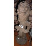 Tribal Art:- large wooden figure holding breast, Luba-Hemba (Uruha Region Congo Kinchasa)