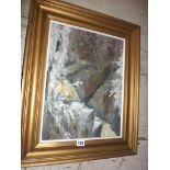 Abstract oil on board of rocks, dedicated & signed 'Charles' verso