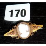 Cameo brooch with 15ct mount, hallmarked Chester 1901, maker "F.B."