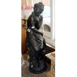 Large bronzed resin figure of an Art Nouveau lady after Morceau, 25.5" tall