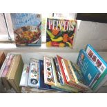 Shelf of assorted modern cookery books & vintage gardening books