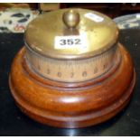 Unusual brass & wood cylindrical rotating desk clock (A/F)