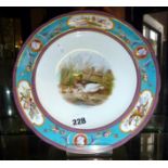 19th c. Minton china plate with painting of ducks to centre and a classical border, impressed marks