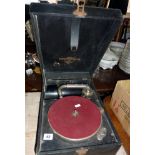 Columbia wind-up gramophone and assorted 78's