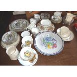 Poole Pottery hand-painted floral plate, Aynsley teaware and commemorative china etc