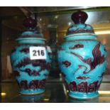 Pair of chinoiserie lidded vases