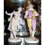 Porcelain figures of Punch & Columbine (finger off Punch but retained)