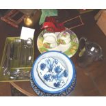 Italian pottery floral plate & jug etc, Italian pottery bowls, Christofinox steel cutlery etc