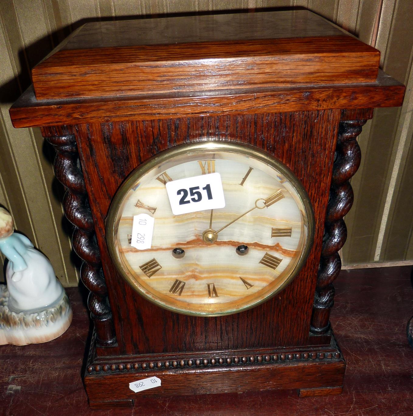 Oak-cased 8-day mantle clock