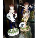 Pair of Derby figurines, 5" high, 18th/19th c. (one A/F)