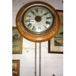 19th c. round wall clock by Tree of London with chain-driven 'Black Forest' type movement