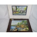 A watercolour by Pat Salter depicting a riverside scene, signed lower right,